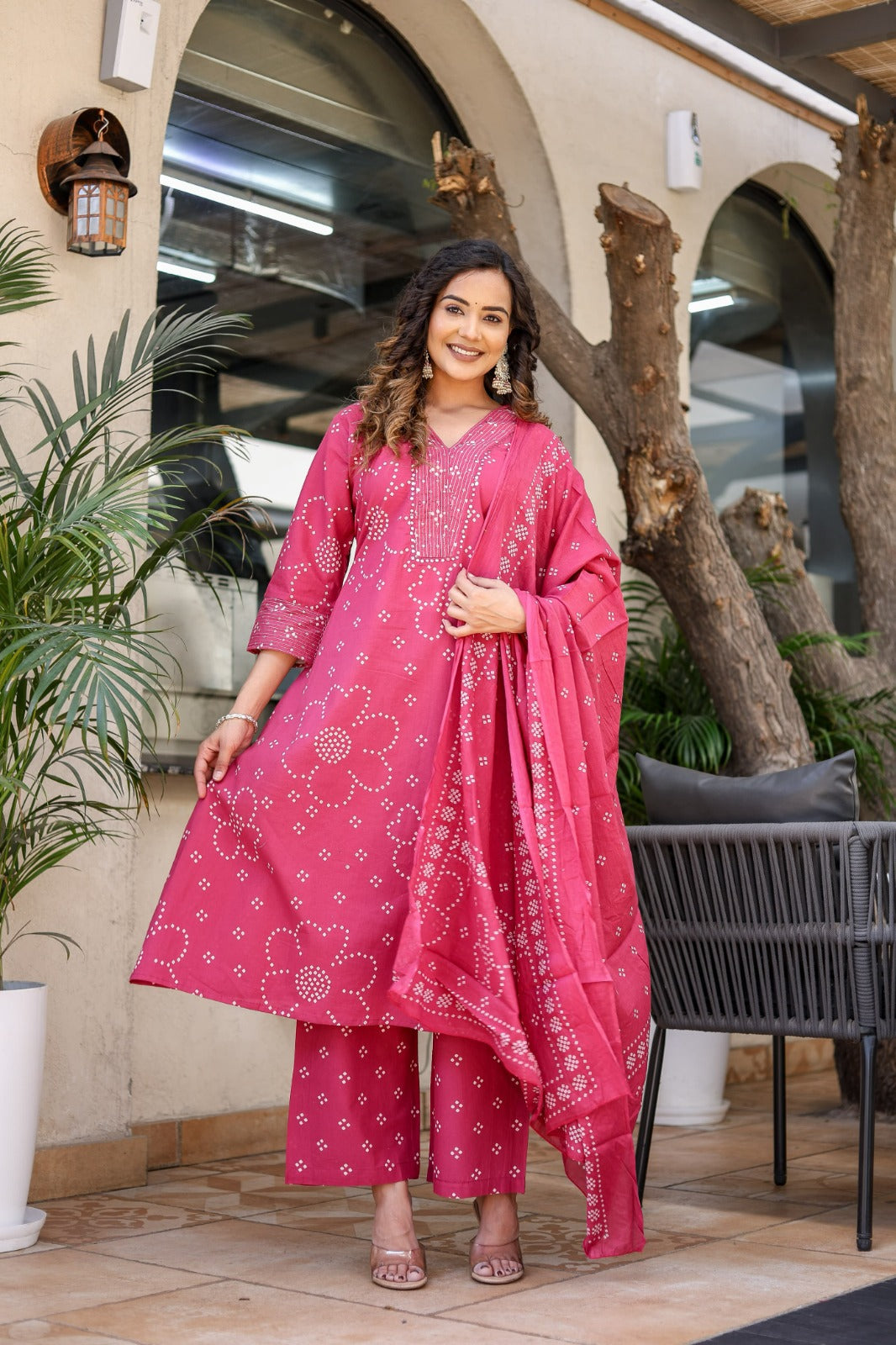 Indolady A-Line Printed Suit Set – Elegant & Comfortable!