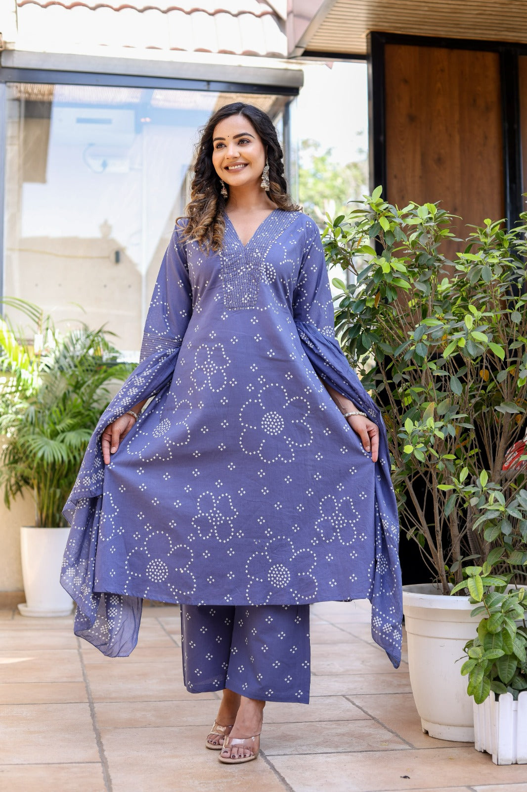 Indolady A-Line Printed Suit Set – Elegant & Comfortable!